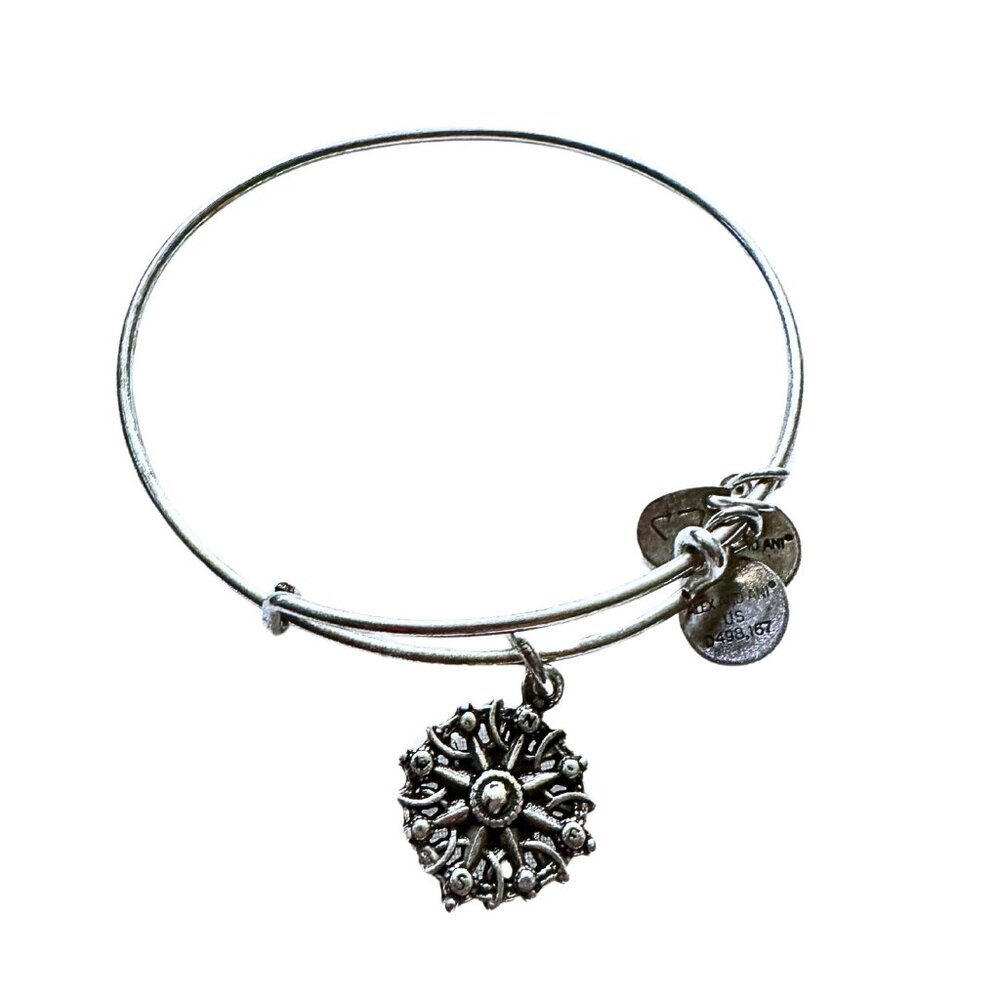 Ornate Elegance: Alex and Ani Silver Charm Bangle